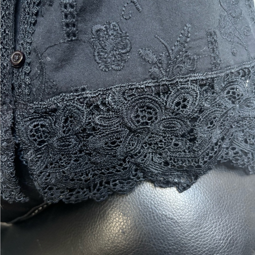 Zara Embroidered Lace-Trim Girls Top - Black - Picture 5 of 5